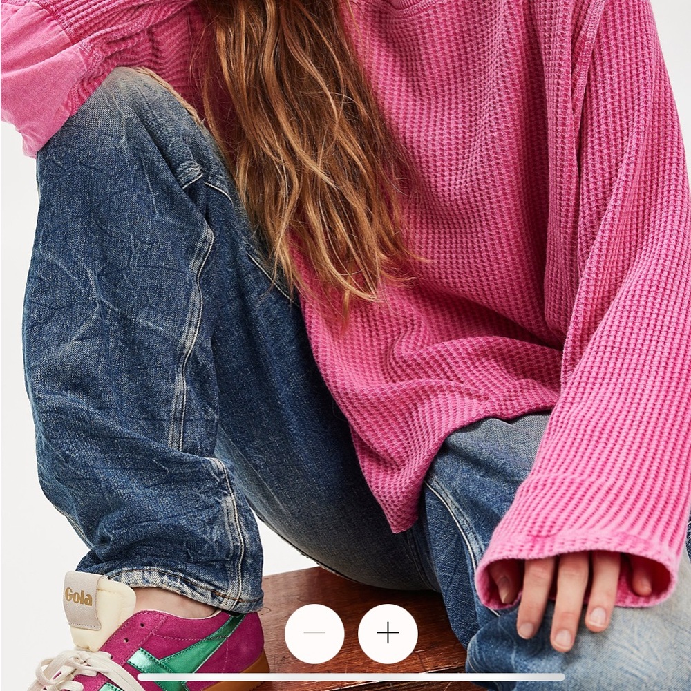 Free People Pink Waffle Knit Top